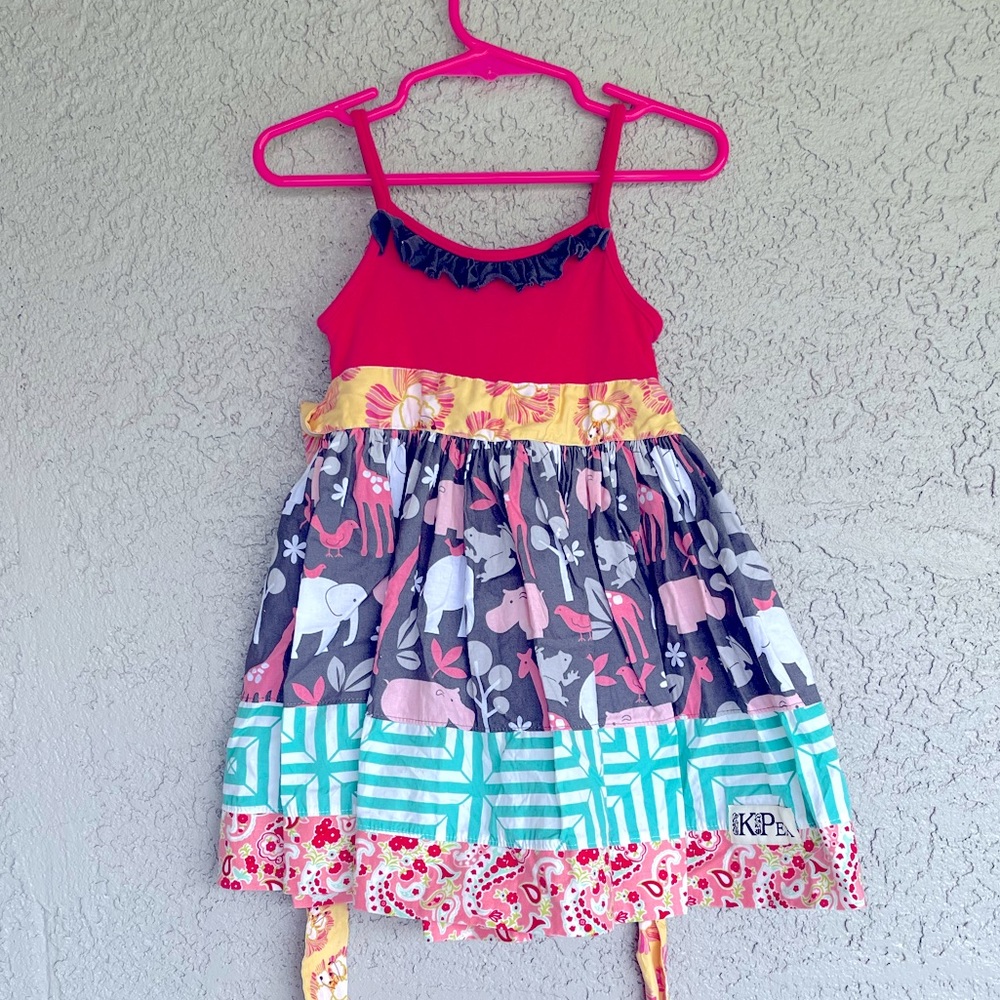 K.Pea 2T Pink with Zoo Animals Dress